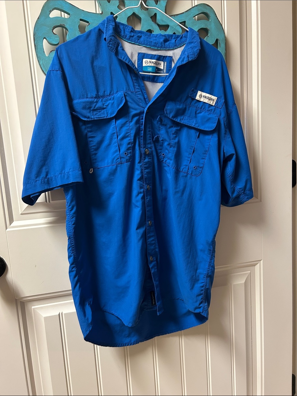 Magellan Outdoors Royal Blue Short-Sleeve Button Down Shirt